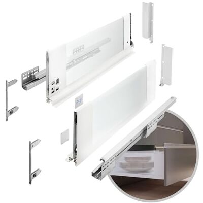 GTV System szuflad AXIS PRO szuflada ze szklanymi bokami system szuflad wysokość 167 mm, długość 500 mm, biała z mlecznym szkłem GTV System szuflad AXIS PRO szuflada ze szklanymi bokami system szuflad wysokość 167 mm, długość 500 mm, biała z mlecznym szkłem