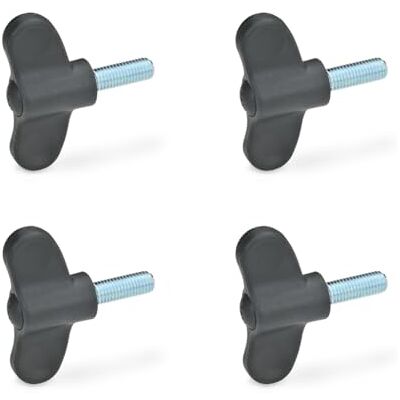 Ganter Normelemente śruba skrzydłowa GN 633-48-M6-20-DSG 4 sztuki uchwyt skrzydłowy czarne tworzywo sztuczne śruba stalowa M6x20 Ganter Normelemente śruba skrzydłowa GN 633-48-M6-20-DSG 4 sztuki uchwyt skrzydłowy czarne tworzywo sztuczne śruba stalowa M6x20