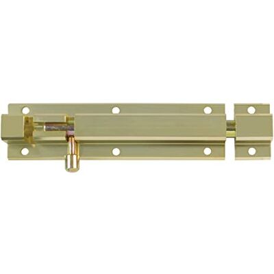 Amig Kołek zabezpieczający do drzwi Mod.501 Zatrzask bezpieczeństwa do zamknięcia poziomego lub pionowego Aluminiowy ze złotym wykończeniem Pomiary: 150 x 40 mm Obejmuje podkładki Amig Kołek zabezpieczający do drzwi Mod.501 Zatrzask bezpieczeństwa do zamknięcia poziomego lub pionowego Aluminiowy ze złotym wykończeniem Pomiary: 150 x 40 mm Obejmuje podkładki