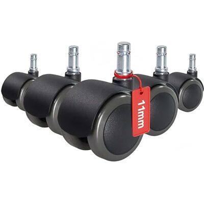 hjh OFFICE 619022 5 x rolka do twardych podłóg 11 mm / 50 mm ROLO FIX druk z odlewu cynkowego kółka krzesła hamowane siedzeniem do twardych podłóg (zestaw 5 sztuk) hjh OFFICE 619022 5 x rolka do twardych podłóg 11 mm / 50 mm ROLO FIX druk z odlewu cynkowego kółka krzesła hamowane siedzeniem do twardych podłóg (zestaw 5 sztuk)