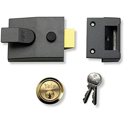 Yale B-84-DMG-PB-40 Standardowy zatrzask nocny 40 mm wykończenie z ciemnego metalicznego/polerowanego mosiądzu standardowe zabezpieczenie Yale B-84-DMG-PB-40 Standardowy zatrzask nocny 40 mm wykończenie z ciemnego metalicznego/polerowanego mosiądzu standardowe zabezpieczenie