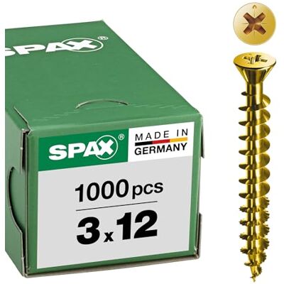 SPAX Śruba uniwersalna, 3,0 x 12 mm, 1000 sztuk, rowek krzyżowy Z1, mały łeb stożkowy (Ø 5 mm), pełny gwint, YELLOX, 0321020300125 SPAX Śruba uniwersalna, 3,0 x 12 mm, 1000 sztuk, rowek krzyżowy Z1, mały łeb stożkowy (Ø 5 mm), pełny gwint, YELLOX, 0321020300125