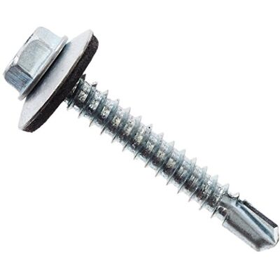 Merriway BH04081 (100 szt.) samoniercąca śruba do dachów z łbem sześciokątnym z podkładką gumową, 5,5 x 38 mm (nr 9 x 1,1/2") BZP opakowanie 100 sztuk Merriway BH04081 (100 szt.) samoniercąca śruba do dachów z łbem sześciokątnym z podkładką gumową, 5,5 x 38 mm (nr 9 x 1,1/2") BZP opakowanie 100 sztuk
