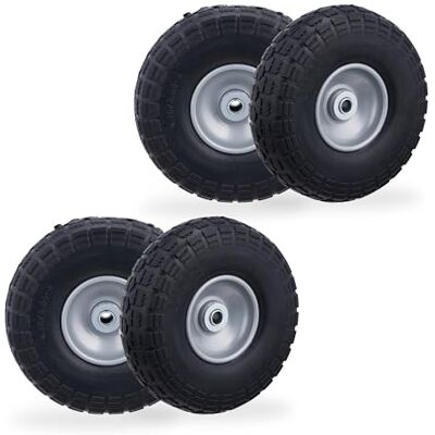 Relaxdays 4 x koło do wózka transportowego, odporne na przebicie, opony z pełnej gumy, 4,10/3,50-4", felga stalowa, do 150 kg, 260 x 85 mm, czarno-szare Relaxdays 4 x koło do wózka transportowego, odporne na przebicie, opony z pełnej gumy, 4,10/3,50-4", felga stalowa, do 150 kg, 260 x 85 mm, czarno-szare