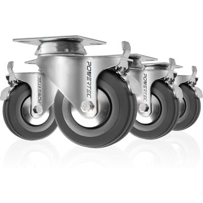 POWERTEC 17023-P4V kółka obrotowe 7 cm, zestaw 4 sztuk, z hamulcem i obciążeniem 290 kg, wytrzymałe kółka talerzowe, podwójne blokujące, gumowe kółka do mebli, wózków, wózków dziecięcych i stołów POWERTEC 17023-P4V kółka obrotowe 7 cm, zestaw 4 sztuk, z hamulcem i obciążeniem 290 kg, wytrzymałe kółka talerzowe, podwójne blokujące, gumowe kółka do mebli, wózków, wózków dziecięcych i stołów