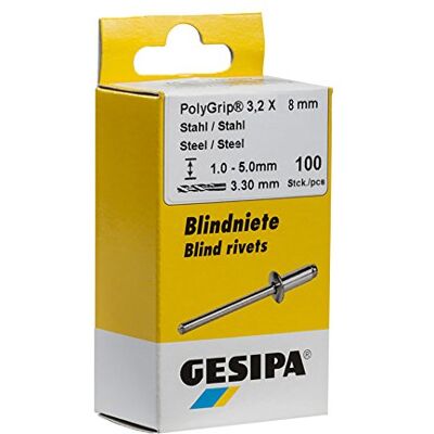 Gesipa Mini Pack PolyGrip Alu/Nirosta 3,2 x 8 mm, 1 sztuka, (1464835) technika zrywania, kolor szary Gesipa Mini Pack PolyGrip Alu/Nirosta 3,2 x 8 mm, 1 sztuka, (1464835) technika zrywania, kolor szary