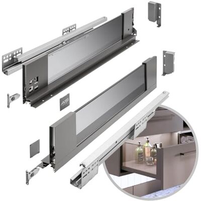 GTV System szuflad AXIS PRO szuflada ze szklanymi bokami system szuflad wysokość 116 mm, długość 350 mm, antracyt z przydymionym szkłem GTV System szuflad AXIS PRO szuflada ze szklanymi bokami system szuflad wysokość 116 mm, długość 350 mm, antracyt z przydymionym szkłem