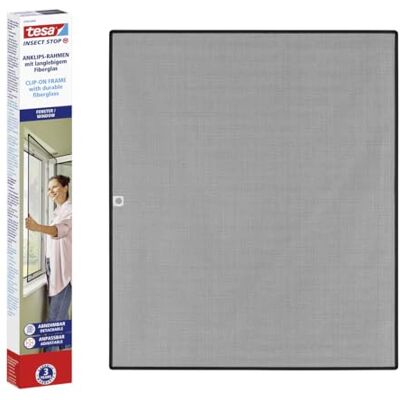 tesa INSECT STOP Clip-on Frame Fly Screen for Window regulowana rama, siatka z włókna szklanego, klipsy samoprzylepne, antracyt 100 x 120 cm tesa INSECT STOP Clip-on Frame Fly Screen for Window regulowana rama, siatka z włókna szklanego, klipsy samoprzylepne, antracyt 100 x 120 cm