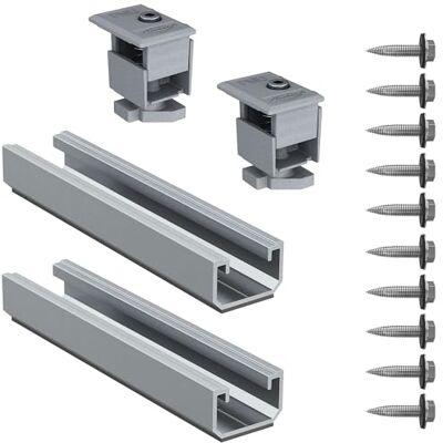 Fischer Zestaw blachy falistej 2 x profil solarny + 10 x śruby + 2 x zaciski PMU, do mocowania fotowoltaicznych paneli słonecznych z orientacją poziomą, 571965 Fischer Zestaw blachy falistej 2 x profil solarny + 10 x śruby + 2 x zaciski PMU, do mocowania fotowoltaicznych paneli słonecznych z orientacją poziomą, 571965