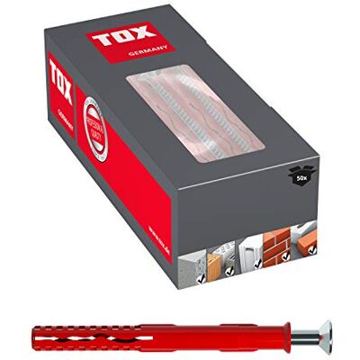 TOX Kołki do ramy fasad SK 10 x 100 mm + śruba, kołki do bezpiecznego mocowania fasad, drzwi i okien w prawie wszystkich materiałach budowlanych, montaż przelotowy, 50 sztuk w kartonie, 062101411 TOX Kołki do ramy fasad SK 10 x 100 mm + śruba, kołki do bezpiecznego mocowania fasad, drzwi i okien w prawie wszystkich materiałach budowlanych, montaż przelotowy, 50 sztuk w kartonie, 062101411