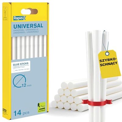 Rapid 40107361 klej uniwersalny biały Ø12x190mm 250g, 14 patyczków 190 mm 250 g per förpackning, långa stavar för att snabbt täcka stora ytor, ljusa material Rapid 40107361 klej uniwersalny biały Ø12x190mm 250g, 14 patyczków 190 mm 250 g per förpackning, långa stavar för att snabbt täcka stora ytor, ljusa material