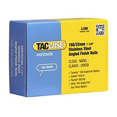 Tacwise Gwoździe ze stali nierdzewnej 16 g/32 mm do pistoletu do paznokci (2500) Tacwise Gwoździe ze stali nierdzewnej 16 g/32 mm do pistoletu do paznokci (2500)