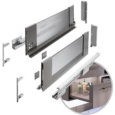 GTV System szuflad AXIS PRO szuflada ze szklanymi bokami system szuflad wysokość 167 mm, długość 350 mm, antracyt z przydymionym szkłem GTV System szuflad AXIS PRO szuflada ze szklanymi bokami system szuflad wysokość 167 mm, długość 350 mm, antracyt z przydymionym szkłem