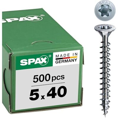 SPAX Śruba uniwersalna, 5,0 x 40 mm, 500 sztuk, T-STAR plus, łeb wpuszczany, pełny gwint, 4CUT, WIROX A3J, 1191010500405 SPAX Śruba uniwersalna, 5,0 x 40 mm, 500 sztuk, T-STAR plus, łeb wpuszczany, pełny gwint, 4CUT, WIROX A3J, 1191010500405