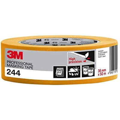 3M 244 profesjonalna taśma malarska do ostrych krawędzi kolorystycznych, odporna na działanie promieni UV, wewnątrz i na zewnątrz, 36 mm x 50 m 3M 244 profesjonalna taśma malarska do ostrych krawędzi kolorystycznych, odporna na działanie promieni UV, wewnątrz i na zewnątrz, 36 mm x 50 m