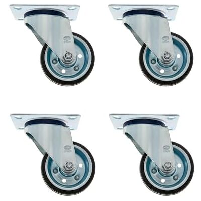 Amig – 4 sztuki rolek meblowych – Ø 100 mm – kółka skrętne z płytą montażową – maksymalna waga 90 kg – do przenoszenia ciężkich mebli – łożysko wałeczkowe – rdzeń metalowy – czarna guma Amig – 4 sztuki rolek meblowych – Ø 100 mm – kółka skrętne z płytą montażową – maksymalna waga 90 kg – do przenoszenia ciężkich mebli – łożysko wałeczkowe – rdzeń metalowy – czarna guma