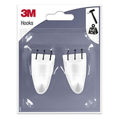 3M 95564 haczyki z gwoździami, idealne do ścian z płyt gipsowo-kartonowych, białe, 10 sztuk 3M 95564 haczyki z gwoździami, idealne do ścian z płyt gipsowo-kartonowych, białe, 10 sztuk