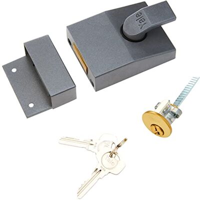Yale B-82-DMG-PB-60 standardowy zamek nocny, standardowe bezpieczeństwo, ciemne metaliczne wykończenie/polerowany mosiężny cylinder, 60 mm tył Yale B-82-DMG-PB-60 standardowy zamek nocny, standardowe bezpieczeństwo, ciemne metaliczne wykończenie/polerowany mosiężny cylinder, 60 mm tył