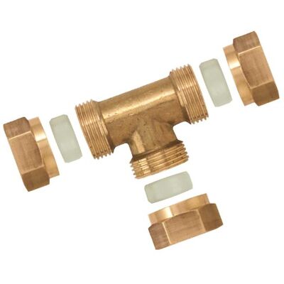BOUTTE Boutté 3157331 trójnik z mosiądzu, pierścień delring, średnica rury 12 mm BOUTTE Boutté 3157331 trójnik z mosiądzu, pierścień delring, średnica rury 12 mm