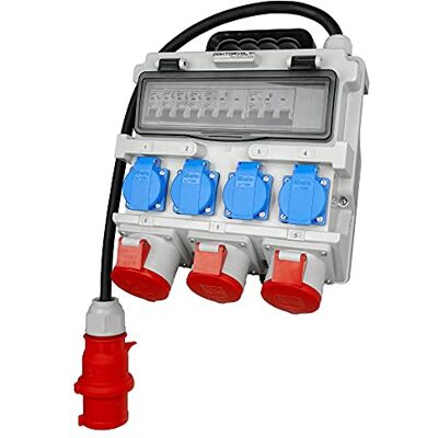 Zone Rozdzielacz prądu rozdzielnica budowlana rozdzielnica ścienna z przewodem pokrywy zabezpieczające 4x230V 3x400V 1x32A/2x16A Doktorvolt 7273 Zone Rozdzielacz prądu rozdzielnica budowlana rozdzielnica ścienna z przewodem pokrywy zabezpieczające 4x230V 3x400V 1x32A/2x16A Doktorvolt 7273
