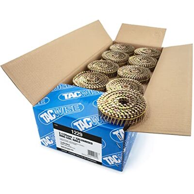 Tacwise 1229 typ 2,1/25 mm ocynkowane płaskie gwoździe do szpuli, uchwyt pierścienia, nachylenie 16°, drut, 14 400 sztuk, złote Tacwise 1229 typ 2,1/25 mm ocynkowane płaskie gwoździe do szpuli, uchwyt pierścienia, nachylenie 16°, drut, 14 400 sztuk, złote
