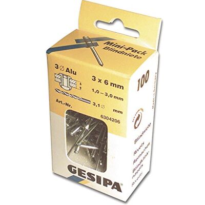 Gesipa Nity zrywalne mini opakowanie 100 sztuk (aluminium/stal 4x6, średnica nitu 4 mm, siła ścinająca 1400 N, siła ciągnąca 2000 N, płaska okrągła końcówka) 1433533 Gesipa Nity zrywalne mini opakowanie 100 sztuk (aluminium/stal 4x6, średnica nitu 4 mm, siła ścinająca 1400 N, siła ciągnąca 2000 N, płaska okrągła końcówka) 1433533