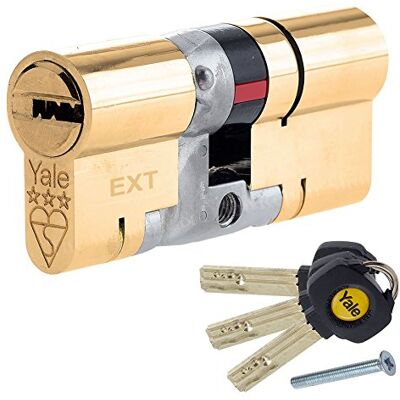 Yale B-YS3-5040B Anti-Snap 3-gwiazdkowy Euro podwójny cylinder, wysokie bezpieczeństwo, 50:40 (90 mm), mosiężne wykończenie Yale B-YS3-5040B Anti-Snap 3-gwiazdkowy Euro podwójny cylinder, wysokie bezpieczeństwo, 50:40 (90 mm), mosiężne wykończenie
