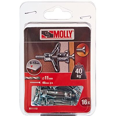 Molly M11110-XJ metalowe kołki rozporowe ze śrubą M5 Ø11 mm, 5 x 36 mm, szare, zestaw 16 sztuk Molly M11110-XJ metalowe kołki rozporowe ze śrubą M5 Ø11 mm, 5 x 36 mm, szare, zestaw 16 sztuk