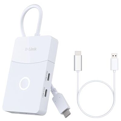 D-Link -501 koncentrator USB-C 5 w 1, bezprzewodowe HDMI, HDMI 4K 2.0, 1080p, ładowanie USB-C PD 100 W, porty USB 3.0, Plug & Play do Windows, macOS i Android D-Link -501 koncentrator USB-C 5 w 1, bezprzewodowe HDMI, HDMI 4K 2.0, 1080p, ładowanie USB-C PD 100 W, porty USB 3.0, Plug & Play do Windows, macOS i Android
