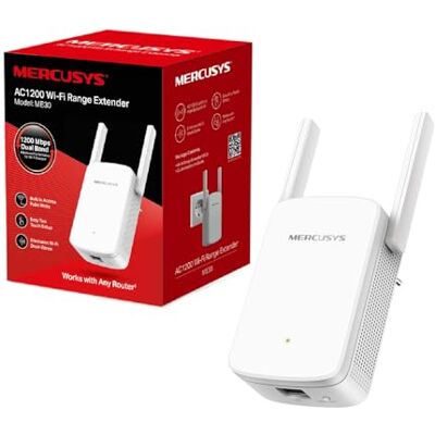 MERCUSYS ME30 Wzmacniacz Zasięgu Wi-Fi AC1200 Dual Band 867 Mb/s (5 GHz) + 300 Mb/s (2,4 GHz) Adaptacyjny Wybór Ścieżki WPS Port Ethernet Tryb Punktu Dostępowego MERCUSYS ME30 Wzmacniacz Zasięgu Wi-Fi AC1200 Dual Band 867 Mb/s (5 GHz) + 300 Mb/s (2,4 GHz) Adaptacyjny Wybór Ścieżki WPS Port Ethernet Tryb Punktu Dostępowego