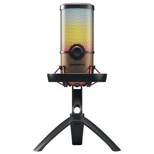 CHERRY UM 9.0 PRO RGB, mikrofon USB z podświetleniem RGB, do gier, streamingu, ASMR, 4 charakterystyki kierunkowe, Shock Mount, Touch Mute, kompatybilny z PC/Mac/PS4/PS5, czarno-miedziany CHERRY UM 9.0 PRO RGB, mikrofon USB z podświetleniem RGB, do gier, streamingu, ASMR, 4 charakterystyki kierunkowe, Shock Mount, Touch Mute, kompatybilny z PC/Mac/PS4/PS5, czarno-miedziany