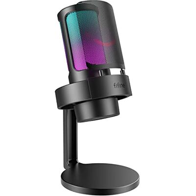 FIFINE Mikrofon USB do komputera, mikrofon gamingowy do streamingu podcastów, mikrofon USB C do PS4, PS5 MAC, ze sterowaniem RGB, wyciszeniem, przyłączem słuchawkowym, filtrem pop FIFINE Mikrofon USB do komputera, mikrofon gamingowy do streamingu podcastów, mikrofon USB C do PS4, PS5 MAC, ze sterowaniem RGB, wyciszeniem, przyłączem słuchawkowym, filtrem pop