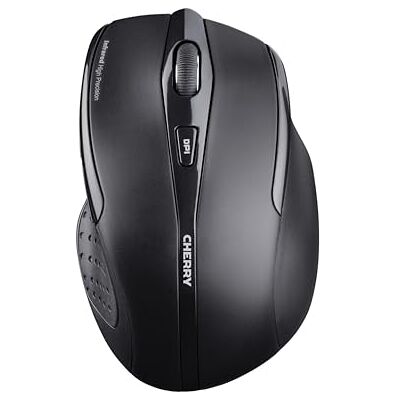 CHERRY MW 3000, Bezprzewodowa Ergonomiczna Mysz Praworęczna, 6-Przyciskowa: Czujnik Podczerwieni i Wybierana Rozdzielczość, Antypoślizgowe Gumowe Boki, Czarny CHERRY MW 3000, Bezprzewodowa Ergonomiczna Mysz Praworęczna, 6-Przyciskowa: Czujnik Podczerwieni i Wybierana Rozdzielczość, Antypoślizgowe Gumowe Boki, Czarny
