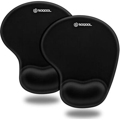 Soqool Ergonomiczna podkładka pod mysz, 2 szt., z wygodnym i chłodzącym żelem podtrzymującym nadgarstek i tkaniną z lycry, antypoślizgowa podstawa z poliuretanu dla łatwego pisania, ulga w bólu, Soqool Ergonomiczna podkładka pod mysz, 2 szt., z wygodnym i chłodzącym żelem podtrzymującym nadgarstek i tkaniną z lycry, antypoślizgowa podstawa z poliuretanu dla łatwego pisania, ulga w bólu,
