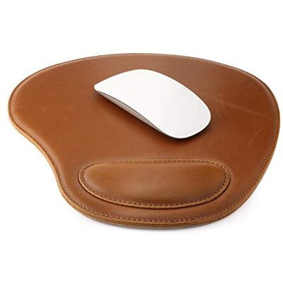 Londo Skórzana Owalna Podkładka Pod Mysz Z Podpórką Na Nadgarstek Light Brown, 250D x 240S mm Londo Skórzana Owalna Podkładka Pod Mysz Z Podpórką Na Nadgarstek Light Brown, 250D x 240S mm