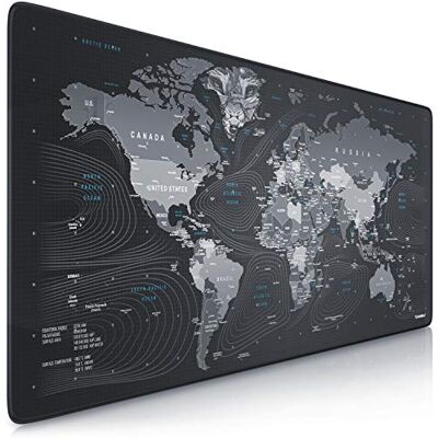 CSL-Computer TITANWOLF XXL Speed Gamingowa podkładka pod mysz – 900 x 400 mm – podkładka pod mysz XXL, duży rozmiar, poprawia precyzję i prędkość – antypoślizgowa, designerska mapa świata z głową wilka CSL-Computer TITANWOLF XXL Speed Gamingowa podkładka pod mysz – 900 x 400 mm – podkładka pod mysz XXL, duży rozmiar, poprawia precyzję i prędkość – antypoślizgowa, designerska mapa świata z głową wilka
