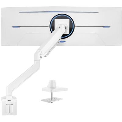 VIVO Wysokiej jakości aluminiowe wytrzymałe ramię monitora do ultra szerokich monitorów do 124,5 cm i 15 kg, pojedynczy stojak na biurko, wysokość pneumatyczna, maks. VESA 100 x 100, biały, VIVO Wysokiej jakości aluminiowe wytrzymałe ramię monitora do ultra szerokich monitorów do 124,5 cm i 15 kg, pojedynczy stojak na biurko, wysokość pneumatyczna, maks. VESA 100 x 100, biały,