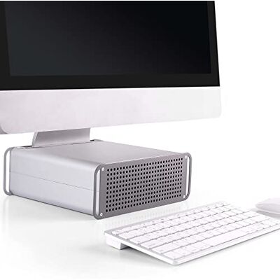 RICOO Stojak iMac MTS-03 AiO nakładka podwyższająca wysokość 21"/53 cm – 27"/69 cm cali uchwyt z miejscem do przechowywania, zarządzanie kablami chłodzenie, aluminium, srebrno-szary RICOO Stojak iMac MTS-03 AiO nakładka podwyższająca wysokość 21"/53 cm – 27"/69 cm cali uchwyt z miejscem do przechowywania, zarządzanie kablami chłodzenie, aluminium, srebrno-szary