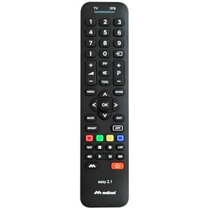 Meliconi Easy 2.1 Uniwersalny pilot zdalnego sterowania 2 w 1, zastępuje i grupuje piloty 1 telewizora i 1 dekodera zewnętrznego. Kompletna klawiatura ze specjalnymi klawiszami do smart TV Meliconi Easy 2.1 Uniwersalny pilot zdalnego sterowania 2 w 1, zastępuje i grupuje piloty 1 telewizora i 1 dekodera zewnętrznego. Kompletna klawiatura ze specjalnymi klawiszami do smart TV