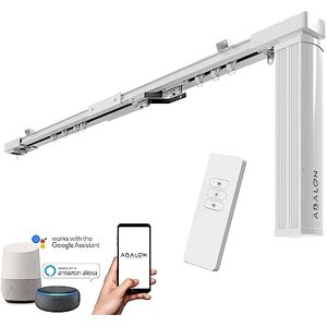 ABALON Szyna do zasłon z napędem elektrycznym, silnik WiFi kompatybilny z Alexą, Google Home i aplikacją mobilną Tuya Smart, pilot zdalnego sterowania, szerokość do 5 metrów, kolor biały ABALON Szyna do zasłon z napędem elektrycznym, silnik WiFi kompatybilny z Alexą, Google Home i aplikacją mobilną Tuya Smart, pilot zdalnego sterowania, szerokość do 5 metrów, kolor biały