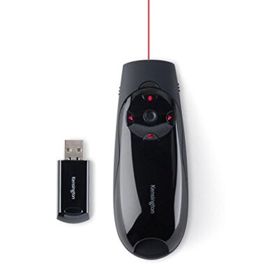 Kensington , Bezprzewodowy Prezenter USB Expert z Czerwonym Wskaźnikiem Laserowym i Sterowaniem Kursorem do Obsługi Prezentacji, do Windows i macOS, Zasięg 45 m (K72425EU) Kensington , Bezprzewodowy Prezenter USB Expert z Czerwonym Wskaźnikiem Laserowym i Sterowaniem Kursorem do Obsługi Prezentacji, do Windows i macOS, Zasięg 45 m (K72425EU)