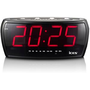 iCES ICR-230 radio z zegarkiem, budzik radiowy z dwoma czasami budzenia, funkcja drzemki, timer snu, kolor czarny iCES ICR-230 radio z zegarkiem, budzik radiowy z dwoma czasami budzenia, funkcja drzemki, timer snu, kolor czarny