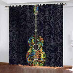 LWXBJX Zasłony zaciemniające do sypialni Kolorowa gitara elektryczna instrumentu muzycznego Oczkami z nadrukiem 3D izolowane termicznie 140 x 160 cm Zasłony zaciemniające 90% do pokoju zabaw d