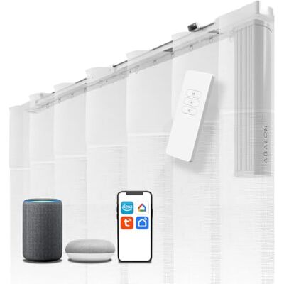 ABALON Szyna do zasłon Perfect Wave z napędem, silnik WiFi kompatybilny z Alexą, Google Home i aplikacją mobilną Tuya Smart, pilot zdalnego sterowania, szerokość do 3 metrów, kolor biały ABALON Szyna do zasłon Perfect Wave z napędem, silnik WiFi kompatybilny z Alexą, Google Home i aplikacją mobilną Tuya Smart, pilot zdalnego sterowania, szerokość do 3 metrów, kolor biały