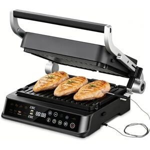AMZCHEF Grill kontaktowy XL 6 w 1 z czujnikiem temperatury i GrillBoost 280°C – grill elektryczny z 6 programami, otwarciem 180°, 2 strefy, wymienne płyty nieprzywierające – steki, panini, gofry AMZCHEF Grill kontaktowy XL 6 w 1 z czujnikiem temperatury i GrillBoost 280°C – grill elektryczny z 6 programami, otwarciem 180°, 2 strefy, wymienne płyty nieprzywierające – steki, panini, gofry