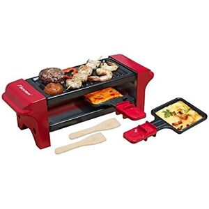 Bestron Raclette dla 1 do 2 osób, mini grill stołowy z dwoma patelniami i dwoma drewnianymi skrobakami, 350 W, kolor: czerwony/czarny Bestron Raclette dla 1 do 2 osób, mini grill stołowy z dwoma patelniami i dwoma drewnianymi skrobakami, 350 W, kolor: czerwony/czarny