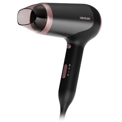 Cecotec IoniCare Power&Travel Black składana suszarka do włosów, 2400 W, silnik prądu stałego, technologia jonów rzeczywistych, kompaktowa, zimne powietrze, w zestawie dyfuzor, dysza koncentratora i Cecotec IoniCare Power&Travel Black składana suszarka do włosów, 2400 W, silnik prądu stałego, technologia jonów rzeczywistych, kompaktowa, zimne powietrze, w zestawie dyfuzor, dysza koncentratora i