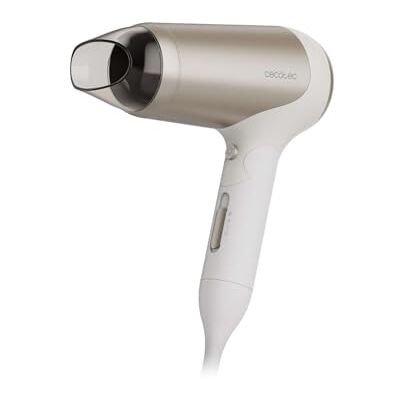 Cecotec Składana suszarka do włosów IoniCare Power&Travel Champagne 2400 W, silnik DC, technologia jonów rzeczywistych, kompaktowa, zimne powietrze, w zestawie dyfuzor, dysza koncentratora i torba Cecotec Składana suszarka do włosów IoniCare Power&Travel Champagne 2400 W, silnik DC, technologia jonów rzeczywistych, kompaktowa, zimne powietrze, w zestawie dyfuzor, dysza koncentratora i torba