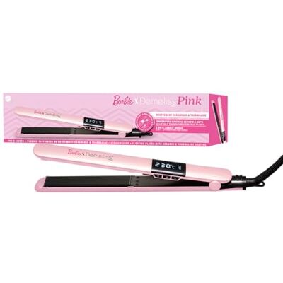 Demeliss PINK Prostownica do włosów 2 w 1 Kolekcja Barbie Prostowanie od nasady Cienkie płyty ceramiczne, turmalin Regulowana temperatura od 150°C do 230°C Ergonomiczna konstrukcja Demeliss PINK Prostownica do włosów 2 w 1 Kolekcja Barbie Prostowanie od nasady Cienkie płyty ceramiczne, turmalin Regulowana temperatura od 150°C do 230°C Ergonomiczna konstrukcja
