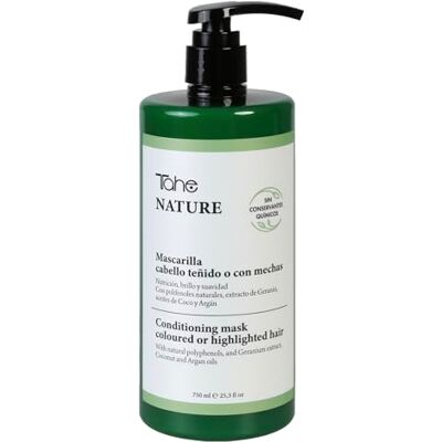 Tahe Nature maska do włosów farbowanych i farbowanych z naturalnych polifenoli, olejków geraniowych, kokosowych i arganowych, 750 ml Tahe Nature maska do włosów farbowanych i farbowanych z naturalnych polifenoli, olejków geraniowych, kokosowych i arganowych, 750 ml
